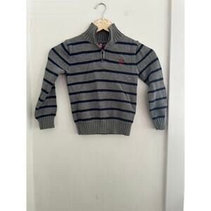 Chaps Boys Gray Blue Striped Sweater | Size 6